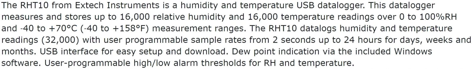 אוגר נתונים טמפרטורה לחות EXTECH INSTRUMENTS DATA LOGGER RHT10 TEXT